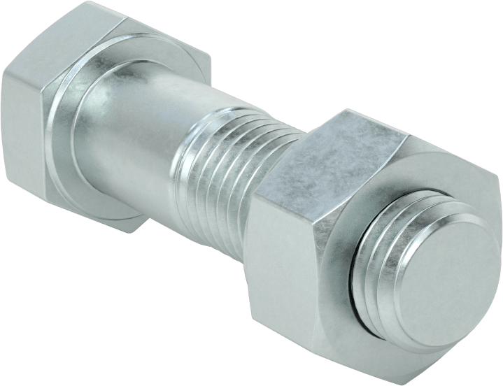 Boru Flanşları için Çelik Altıgen Vida ve Somun Seti, Çinko Kaplamalı, M16 x 2 mm Diş Boyutu, 3 ve 4 Boru Boyutları için