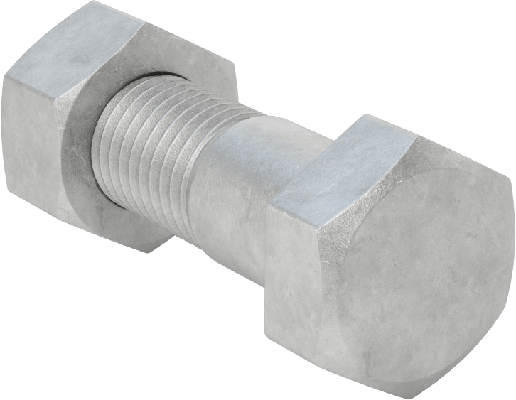 Boru Flanşları için Çelik Altıgen Vida ve Somun Seti, Sıcak Daldırma Galvanizli, M16 x 2 mm Diş Boyutu, 2 Boru Boyutu için