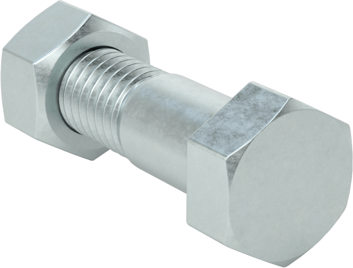 Boru Flanşları için Çelik Altıgen Vida ve Somun Seti, Çinko Kaplamalı, 1/2"-13 Diş Boyutu, 1/2 ve 3/4 Boru Boyutları için