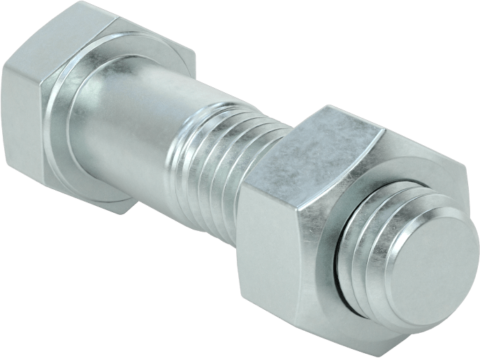 Boru Flanşları için Çelik Altıgen Vida ve Somun Seti, Çinko Kaplamalı, 1/2"-13 Diş Boyutu, 1/2 ve 3/4 Boru Boyutları için