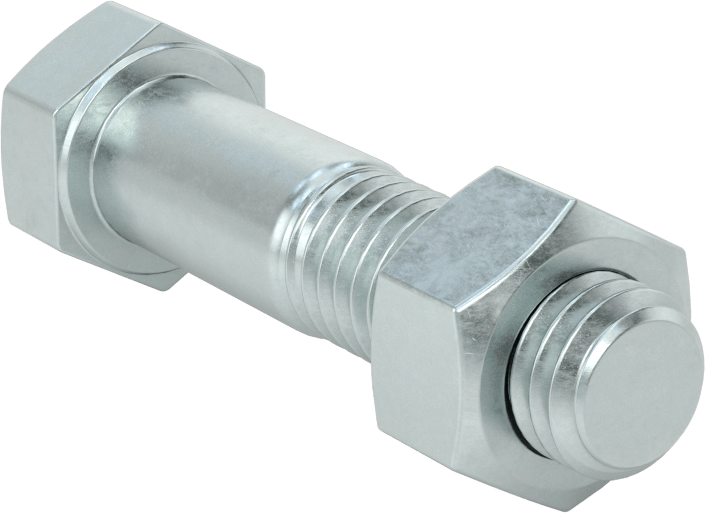 Boru Flanşları için Çelik Altıgen Vida ve Somun Seti, Çinko Kaplamalı, 1/2"-13 Diş Boyutu, 1 ve 1-1/4 Boru Boyutları için