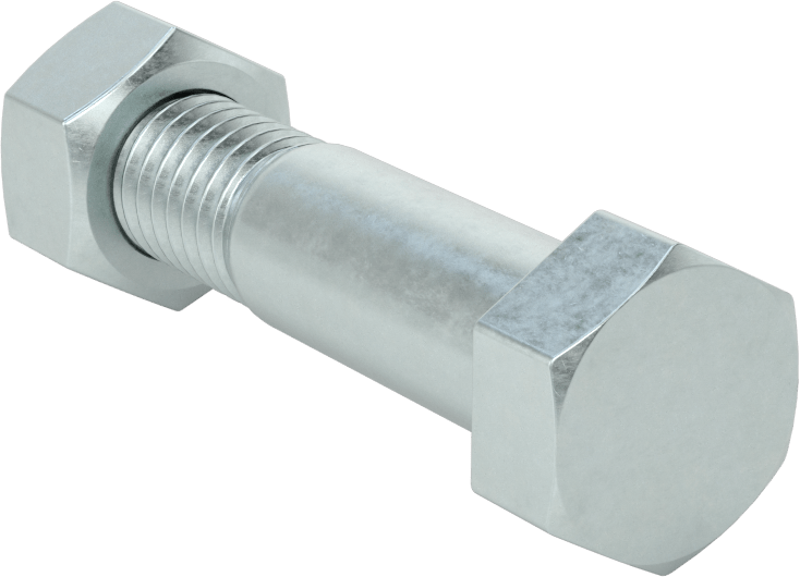 Boru Flanşları için Çelik Altıgen Vida ve Somun Seti, Çinko Kaplamalı, 1/2"-13 Diş Boyutu, 1-1/2 Boru Boyutu için