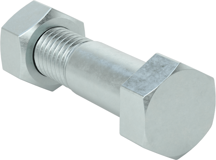 Boru Flanşları için Çelik Altıgen Vida ve Somun Seti, Çinko Kaplamalı, 5/8"-11 Diş Boyutu, 1-1/4 Boru Boyutu için