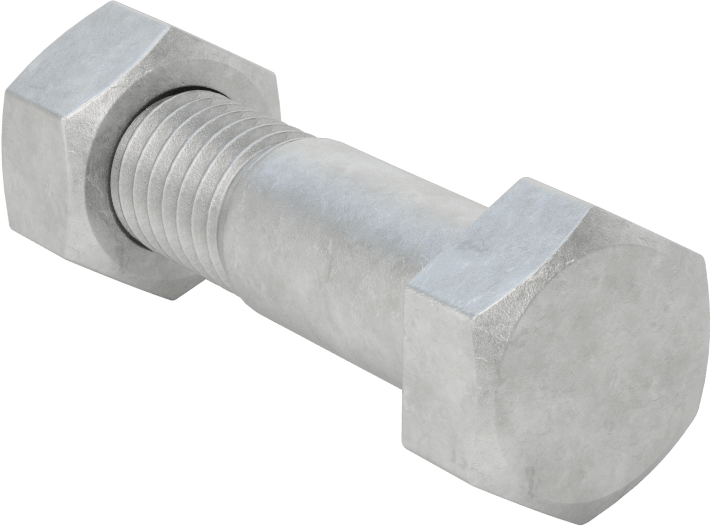 Boru Flanşları için Çelik Altıgen Vida ve Somun Seti, Sıcak Daldırma Galvanizli, 1/2"-13 Diş Boyutu, 1/2 inç Boru Boyutu için