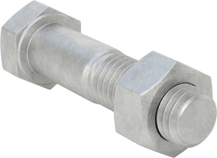 Boru Flanşları için Çelik Altıgen Vida ve Somun Seti, Sıcak Daldırma Galvanizli, 1/2"-13 Diş Boyutu, 1/2 inç Boru Boyutu için