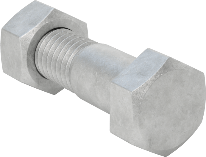 Boru Flanşları için Çelik Altıgen Vida ve Somun Seti, Sıcak Daldırma Galvanizli, 1/2"-13 Diş, 1/2 ve 3/4 Boru Boyutları için