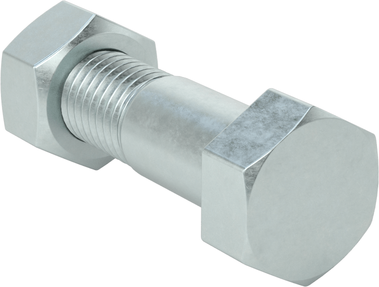 Boru Flanşları için Çelik Altıgen Vida ve Somun Seti, Çinko Kaplamalı, 3/4"-10 Diş Boyutu, 1-1/2 Boru Boyutu için