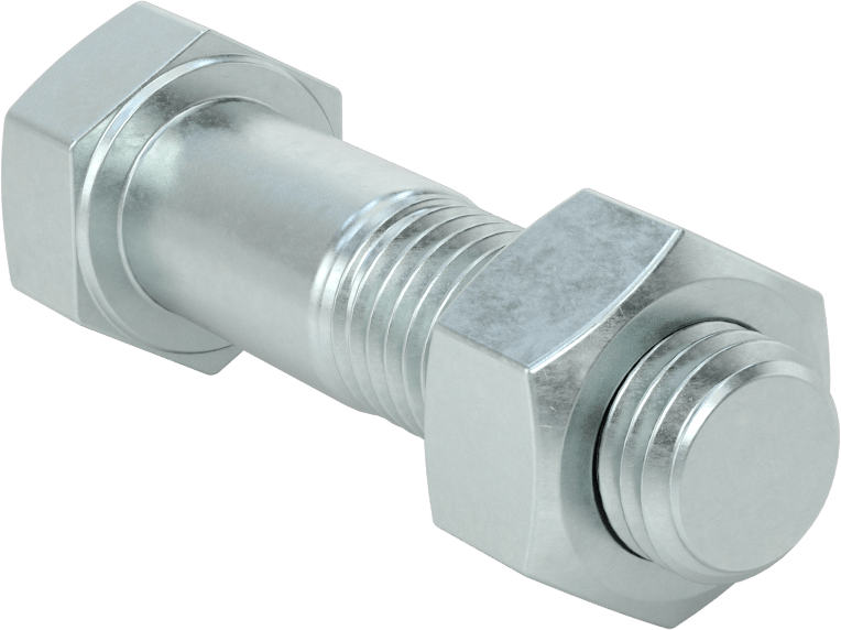 Boru Flanşları için Çelik Altıgen Vida ve Somun Seti, Çinko Kaplamalı, 3/4"-10 Diş Boyutu, 1-1/2 Boru Boyutu için