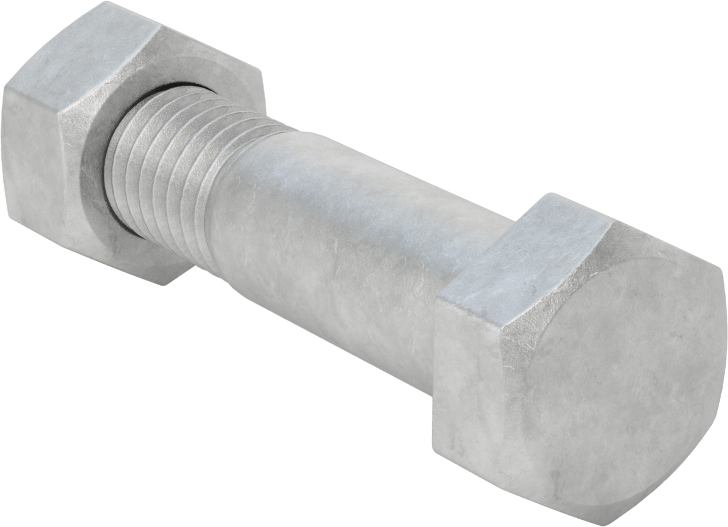 Boru Flanşları için Çelik Altıgen Vida ve Somun Seti, Sıcak Daldırma Galvanizli, 1/2"-13 Diş Boyutu, 1-1/2 Boru Boyutu için