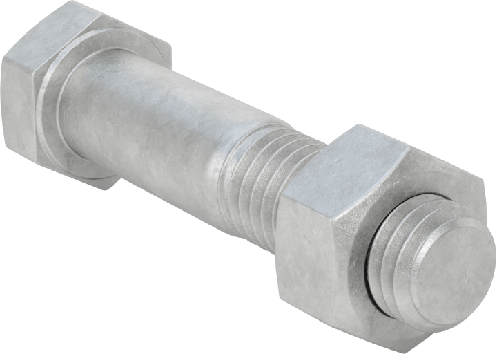 Boru Flanşları için Çelik Altıgen Vida ve Somun Seti, Sıcak Daldırma Galvanizli, 1/2"-13 Diş Boyutu, 1-1/2 Boru Boyutu için