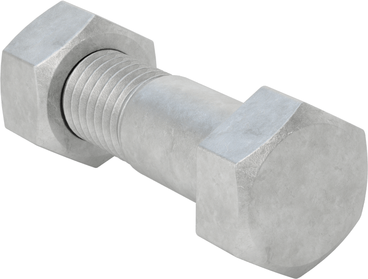Boru Flanşları için Çelik Altıgen Vida ve Somun Seti, Sıcak Daldırma Galvanizli, 5/8"-11 Diş Boyutu, 3/4 ve 1 inç boru boyutları için