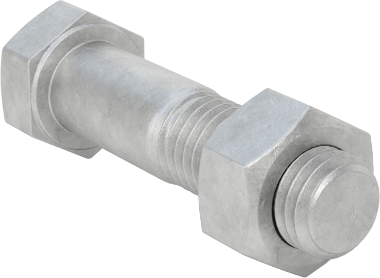 Boru Flanşları için Çelik Altıgen Vida ve Somun Seti, Sıcak Daldırma Galvanizli, 5/8"-11 Diş Boyutu, 1-1/4 Boru Boyutu için