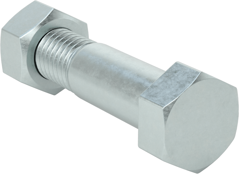 Boru Flanşları için Çelik Altıgen Vida ve Somun Seti, Çinko Kaplamalı, 5/8"-11 Diş Boyutu, Boru Boyutları 3-1/2 ve 4 için