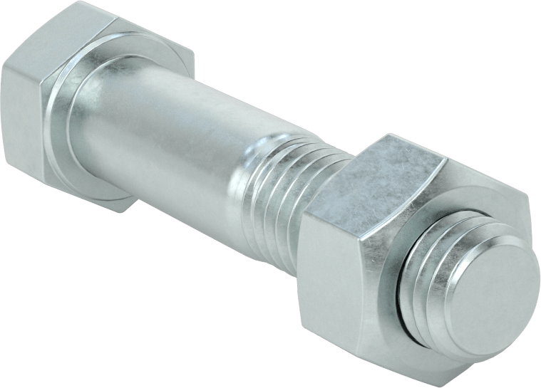 Boru Flanşları için Çelik Altıgen Vida ve Somun Seti, Çinko Kaplamalı, 5/8"-11, Sınıf 250/300 Boyut 2 Flanş için