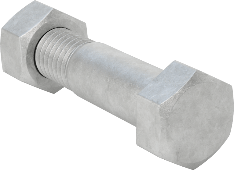 Boru Flanşları için Çelik Altıgen Vida ve Somun Seti, Sıcak Daldırma Galvanizli, 5/8"-11 Diş, 2-1/2 ve 3 Boru Boyutları için