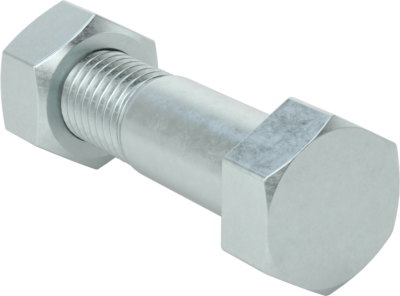 Boru Flanşları için Çelik Altıgen Vida ve Somun Seti, Çinko Kaplamalı, 3/4"-10 Diş Boyutu, Boru Boyutları 5 ve 6 için