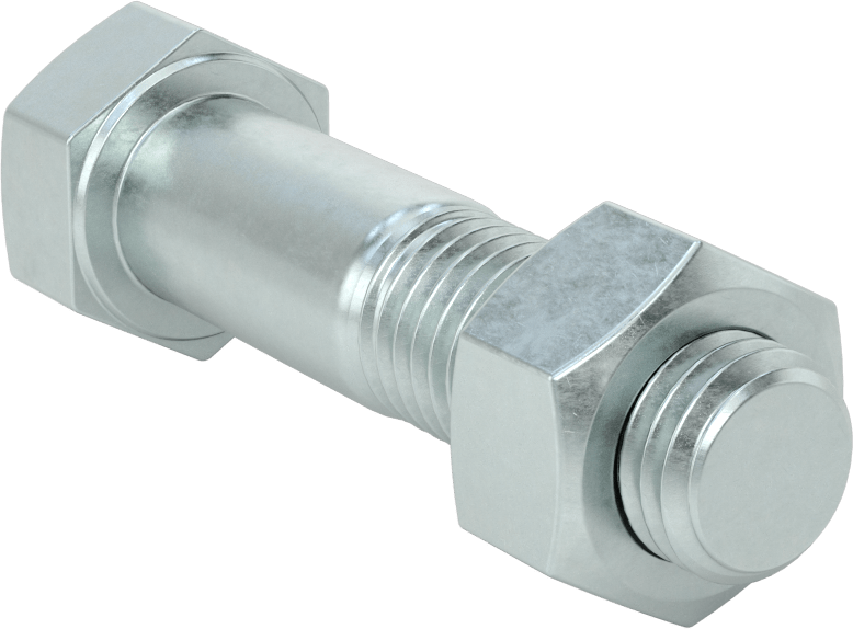 Boru Flanşları için Çelik Altıgen Vida ve Somun Seti, Çinko Kaplamalı, 3/4"-10 Diş Boyutu, 2-1/2 Boru Boyutu için