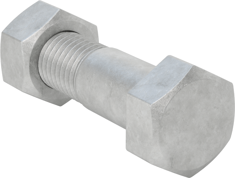 Boru Flanşları için Çelik Altıgen Vida ve Somun Seti, Sıcak Daldırma Galvanizli, 3/4"-10 Diş Boyutu, 1-1/2 Boru Boyutu için