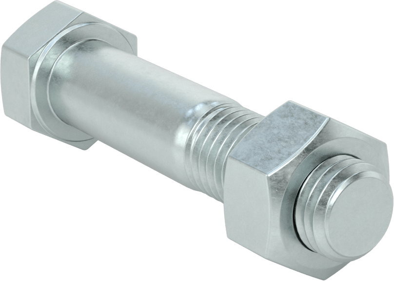 Boru Flanşları için Çelik Altıgen Vida ve Somun Seti, Çinko Kaplamalı, 3/4"-10 Diş Boyutu, Boru Boyutları 3-1/2 ve 4 için