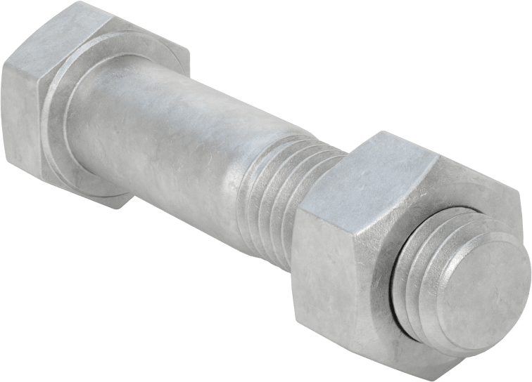Boru Flanşları için Çelik Altıgen Vida ve Somun Seti, Sıcak Daldırma Galvanizli, Sınıf 250/300 Boyut 2 Boru Flanşı için