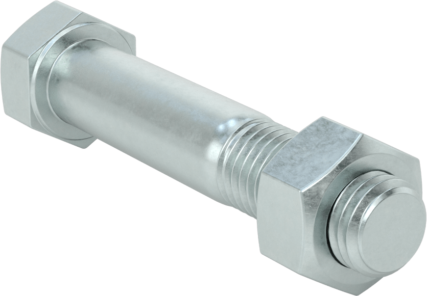 Boru Flanşları için Çelik Altıgen Vida ve Somun Seti, Çinko Kaplamalı, 3/4"-10 Diş Boyutu, 5 Boyutlu Borular için