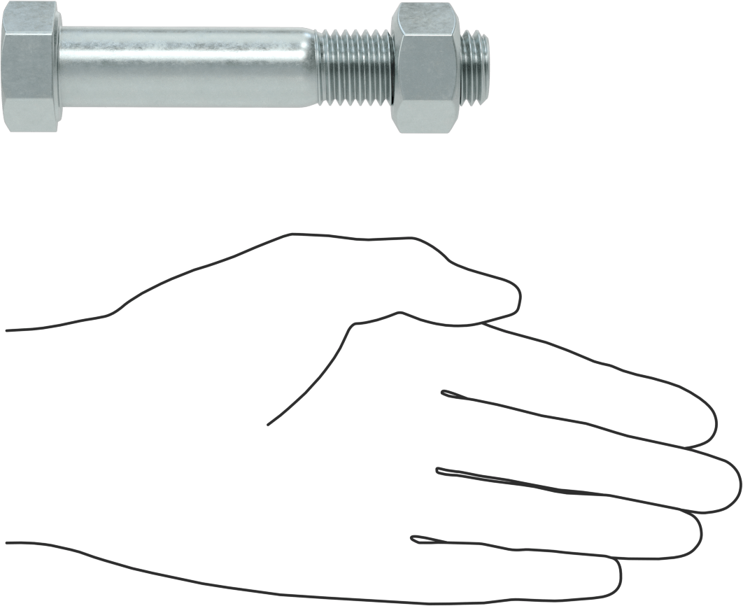 Boru Flanşları için Çelik Altıgen Vida ve Somun Seti, Çinko Kaplamalı, 3/4"-10 Diş Boyutu, 5 Boyutlu Borular için