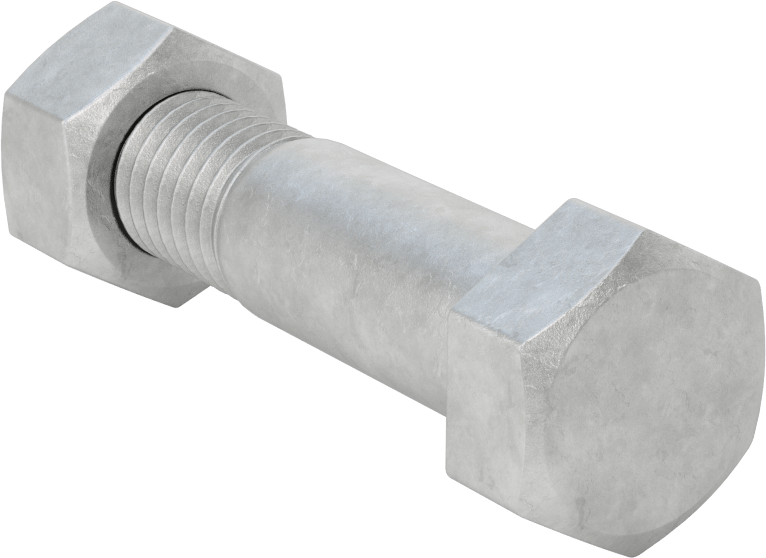 Boru Flanşları için Çelik Altıgen Vida ve Somun Seti, Sıcak Daldırma Galvanizli, 5/8"-11 Diş, Boru Boyutları 3-1/2 ve 4 için