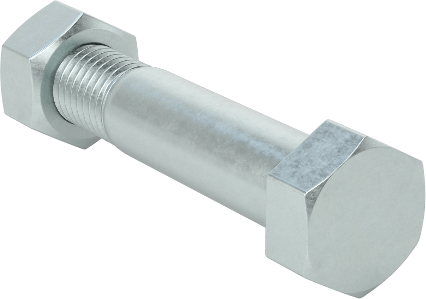 Boru Flanşları için Çelik Altıgen Vida ve Somun Seti, Çinko Kaplamalı, 3/4"-10 Diş Boyutu, 6 Boru Boyutu için