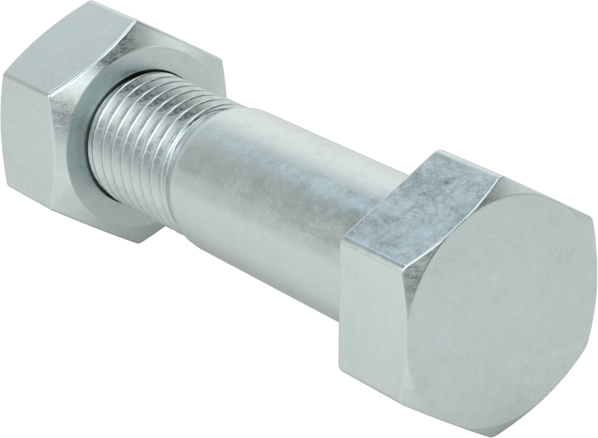 Boru Flanşları için Çelik Altıgen Vida ve Somun Seti, Çinko Kaplamalı, 7/8"-9 Diş Boyutu, 10 ve 12 Boru Boyutları için