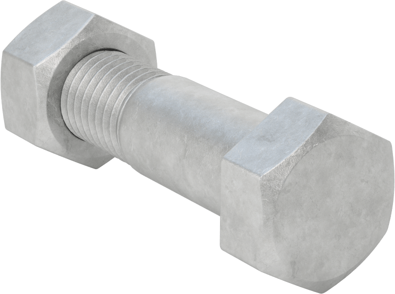 Boru Flanşları için Çelik Altıgen Vida ve Somun Seti, Sıcak Daldırma Galvanizli, 3/4"-10 Diş Boyutu, 2-1/2 Boru Boyutu için