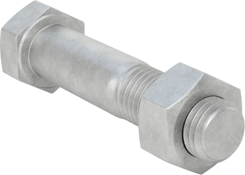 Boru Flanşları için Çelik Altıgen Vida ve Somun Seti, Sıcak Daldırma Galvanizli, 3/4"-10 Diş, Boru Boyutları 3-1/2 ve 4 için