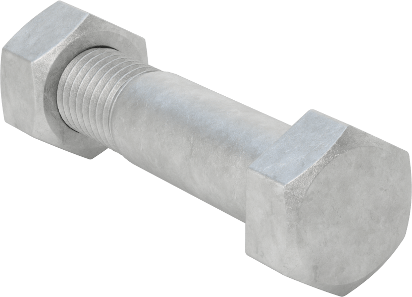 Boru Flanşları için Çelik Altıgen Vida ve Somun Seti, Sıcak Daldırma Galvanizli, 3/4"-10 Diş, Boru Boyutları 3-1/2 ve 4 için