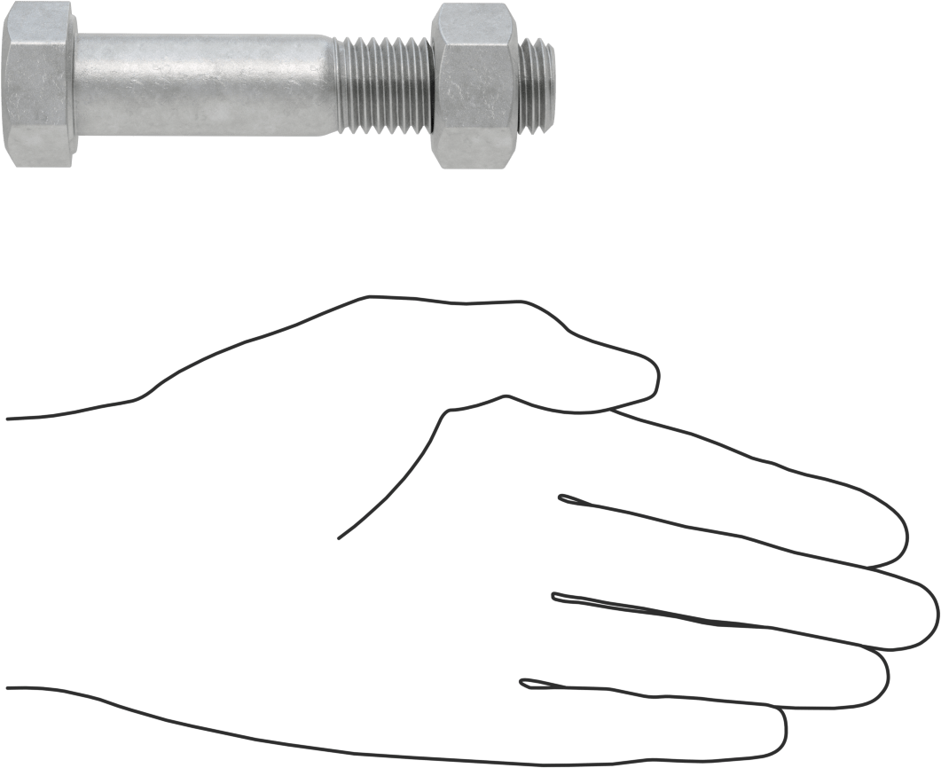 Boru Flanşları için Çelik Altıgen Vida ve Somun Seti, Sıcak Daldırma Galvanizli, 3/4"-10 Diş, Boru Boyutları 3-1/2 ve 4 için