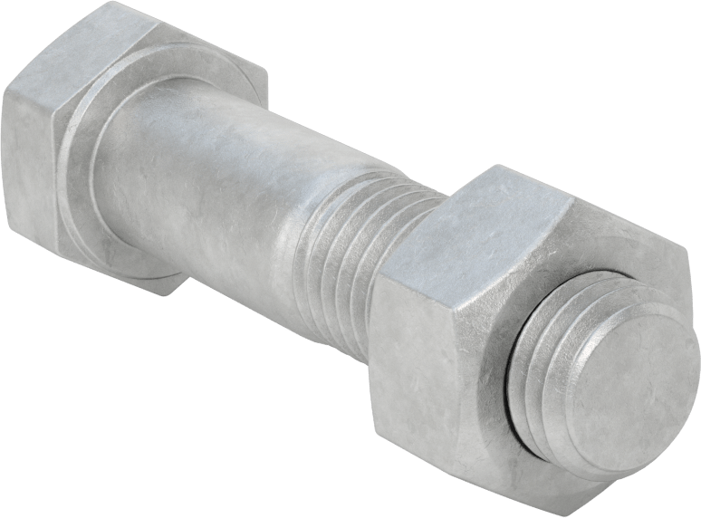 Boru Flanşları için Çelik Altıgen Vida ve Somun Seti, Sıcak Daldırma Galvanizli, 3/4"-10 Diş Boyutu, Boru Boyutları 5 ve 6 için