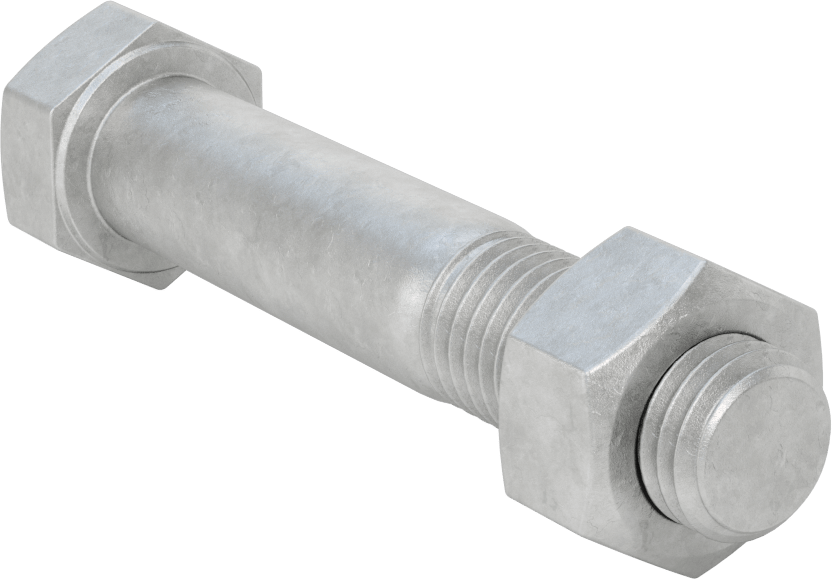 Boru Flanşları için Çelik Altıgen Vida ve Somun Seti, Sıcak Daldırma Galvanizli, 3/4"-10 Diş Boyutu, 6 Boru Boyutu için