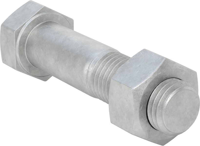 Boru Flanşları için Çelik Altıgen Vida ve Somun Seti, Sıcak Daldırma Galvanizli, 7/8"-9 Diş Boyutu, 10 ve 12 Boru Boyutları için