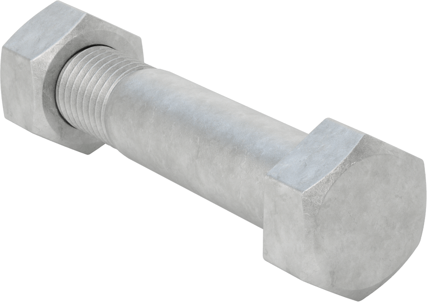 Boru Flanşları için Çelik Altıgen Vida ve Somun Seti, Sıcak Daldırma Galvanizli, 7/8"-9 Diş Boyutu, 8 Boru Boyutu için