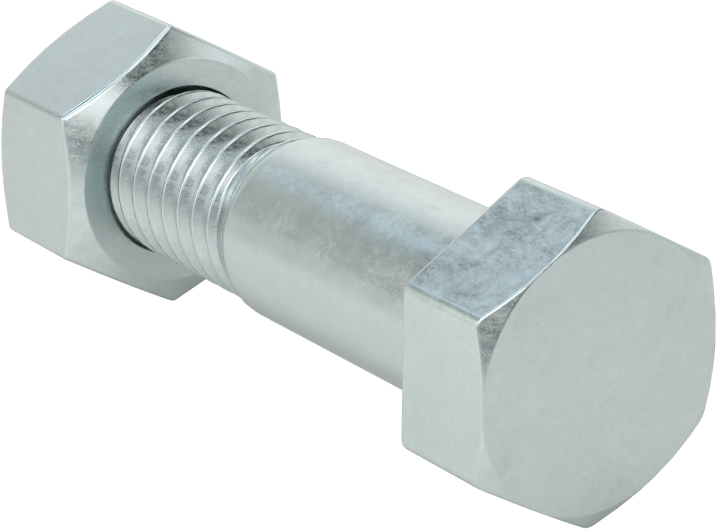 Boru Flanşları için Çelik Altıgen Vida ve Somun Seti, Çinko Kaplamalı, 1/2"-13 Diş Boyutu, 1/2 inç Boru Boyutu için