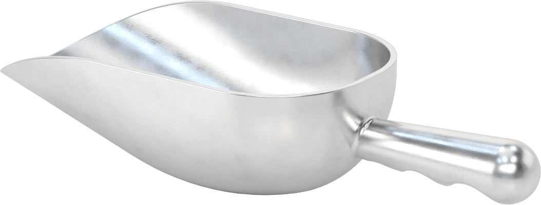 Sıhhi Metal Kepçe, Yuvarlak Taban, 40 FL. oz Kapasite, 4-5/8" Genişlik x, 8-5/8" Uzunluklu Çanak