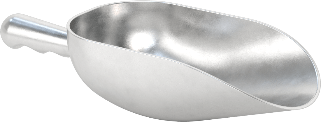 Sıhhi Metal Kepçe, Yuvarlak Taban, 85 FL. oz Kapasite, 6,25" Genişlik x, 11-1/8" Uzunluklu Hazne
