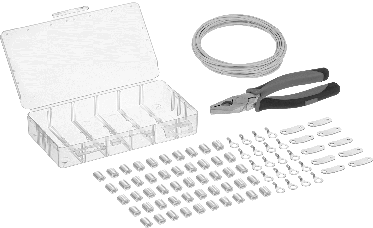 Kordon Kiti - Kaldırma Amaçlı Değildir, 3/32" Çaplı Sarı Naylon Kaplı Galvanizli Çelik Halat, 25 Fit Uzunluk
