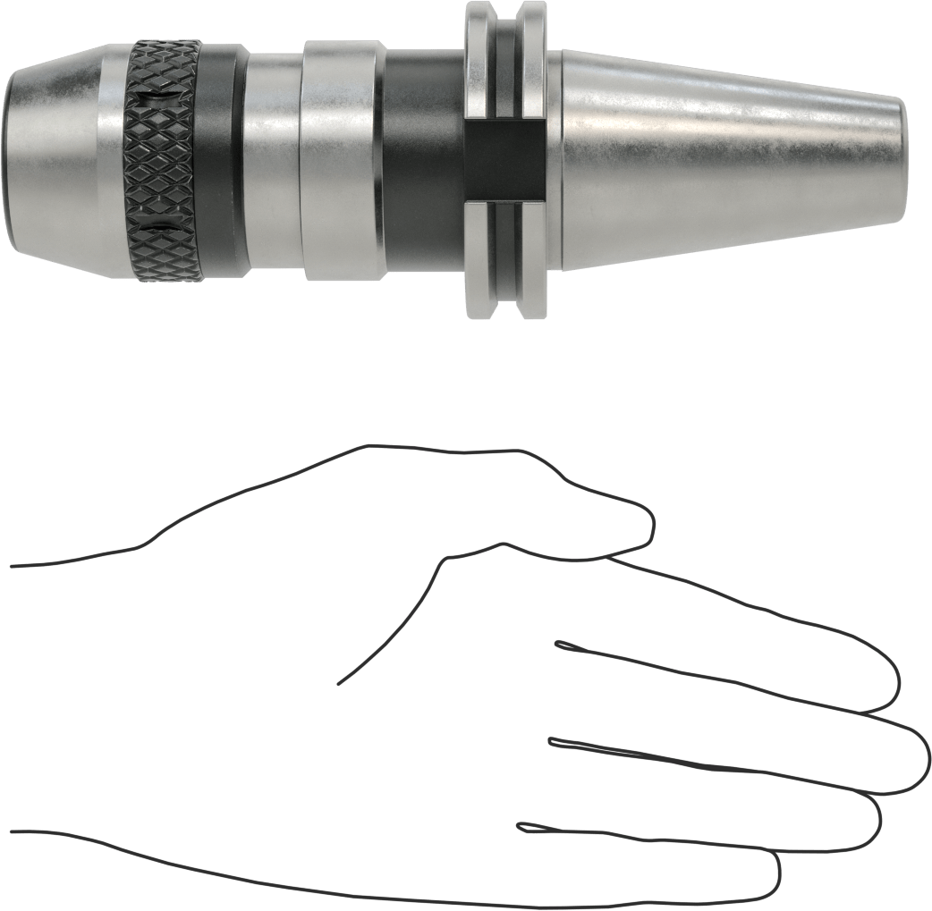 Cat Konik Entegre Milli Matkap Mandreni, Anahtarsız, Cat 40 Konik, 3/32“ ila 1/2” Uç Şaft Boyutu için