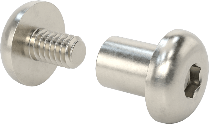 18-8 Paslanmaz Çelik Altıgen Tahrikli Bağlama Silindiri ve Vida, 1/4"-20 Diş Boyutu, 1/2“ ila 3/4” Kalınlık için