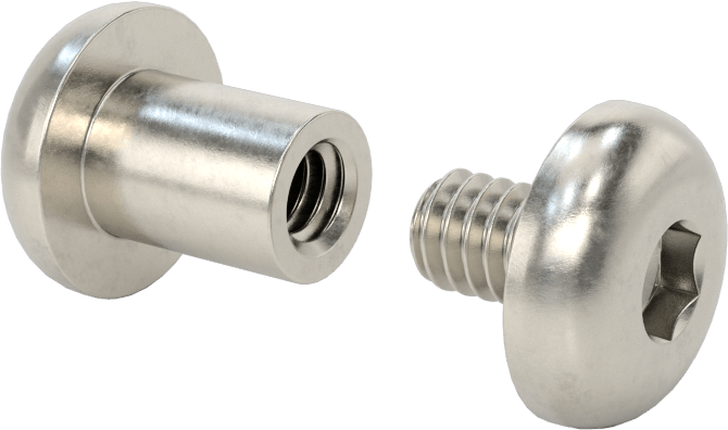 18-8 Paslanmaz Çelik Altıgen Tahrikli Bağlama Silindiri ve Vida, 1/4"-20 Diş Boyutu, 1/2“ ila 3/4” Kalınlık için