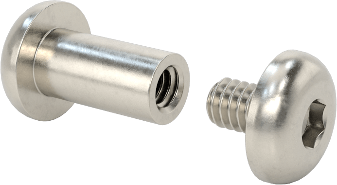 18-8 Paslanmaz Çelik Altıgen Tahrikli Bağlama Silindiri ve Vida, 1/4"-20 Diş Boyutu, 3/4“ ila 1” Kalınlık için