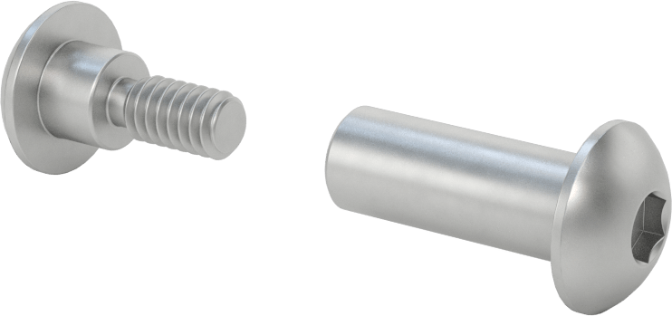 18-8 Paslanmaz Çelik Altıgen Tahrikli Bağlama Silindiri ve Vida, 1/4"-20 Diş Boyutu, 1-3/8“ ila 1-5/8” Kalınlık için