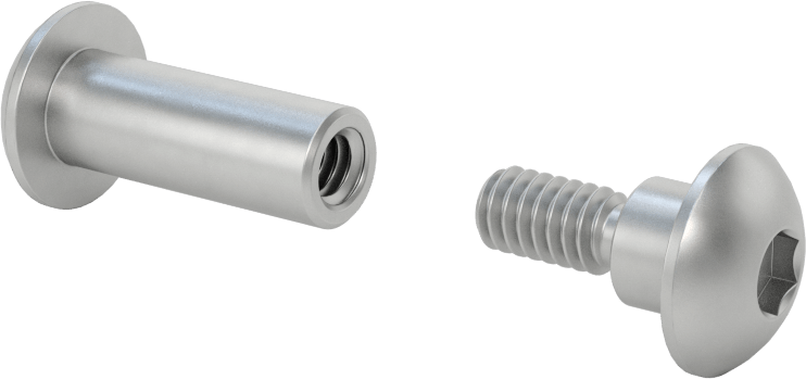 18-8 Paslanmaz Çelik Altıgen Tahrikli Bağlama Silindiri ve Vida, 1/4"-20 Diş Boyutu, 1-3/8“ ila 1-5/8” Kalınlık için