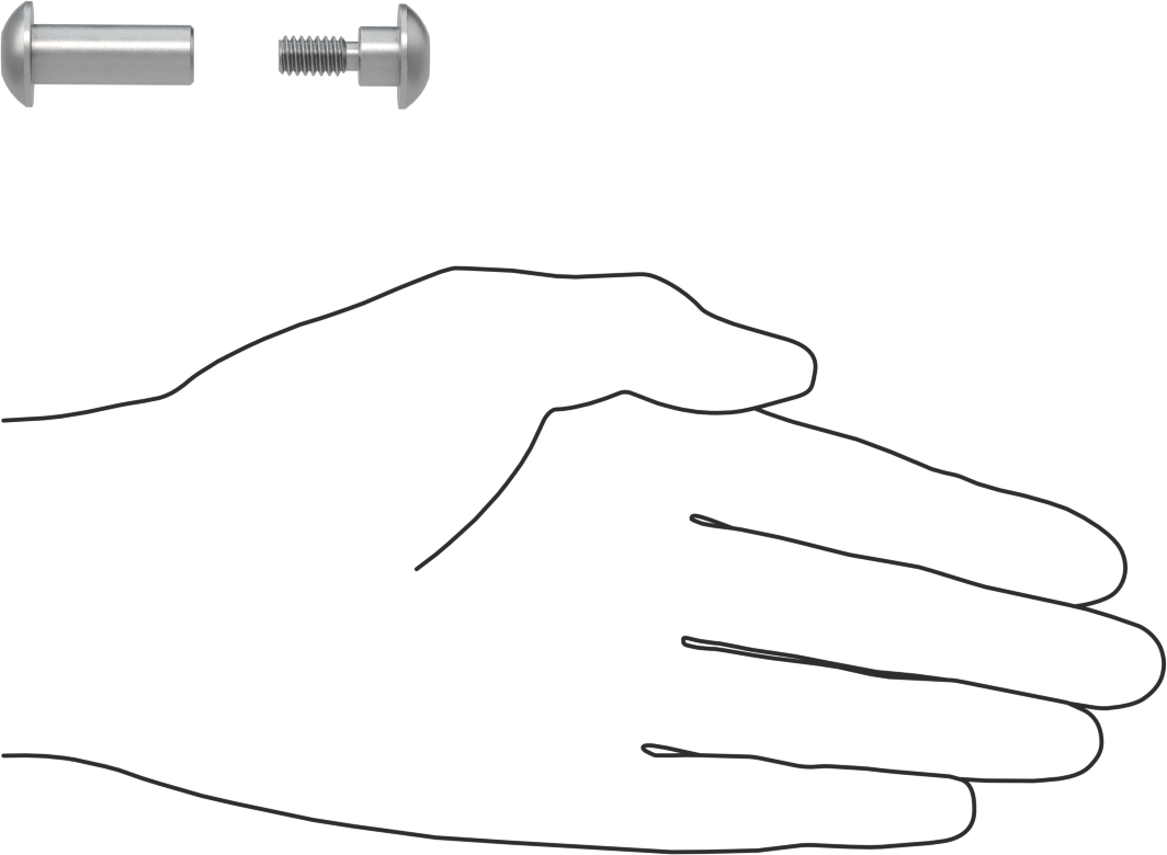 18-8 Paslanmaz Çelik Altıgen Tahrikli Bağlama Silindiri ve Vida, 1/4"-20 Diş Boyutu, 1-3/8“ ila 1-5/8” Kalınlık için