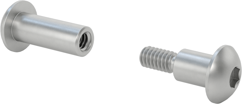 18-8 Paslanmaz Çelik Altıgen Tahrikli Bağlama Silindiri ve Vida, 1/4"-20 Diş Boyutu, 1-5/8“ ila 1-7/8” Kalınlık için