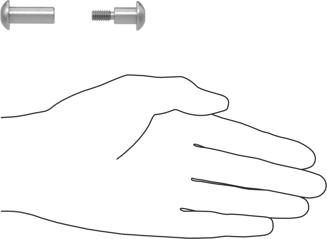 18-8 Paslanmaz Çelik Altıgen Tahrikli Bağlama Silindiri ve Vida, 1/4"-20 Diş Boyutu, 1-5/8“ ila 1-7/8” Kalınlık için
